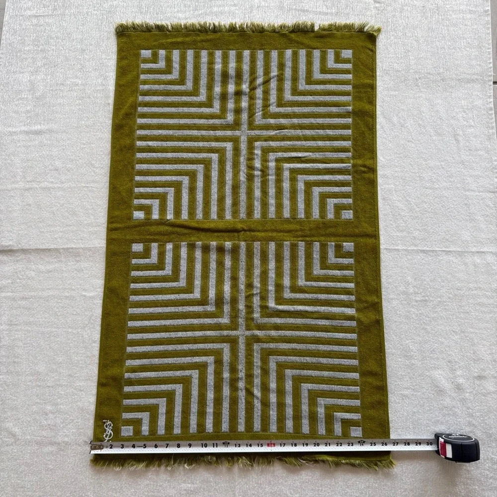 Vintage Yves Saint Laurent Fieldcrest Bath Towel Geometric MCM Fringe USA